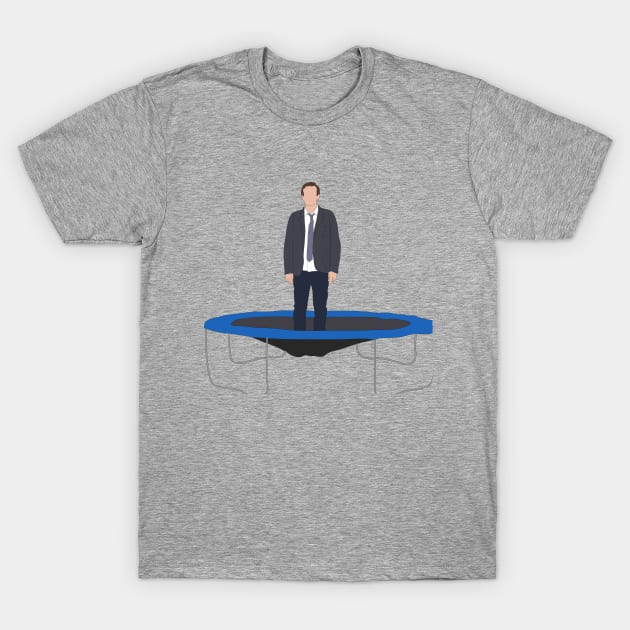 Sad guy on Trampoline - Jimmy Shrinking T-Shirt by Wenby-Weaselbee